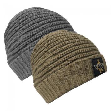 Vass Fleece Lined Ribbed Beanie Grey